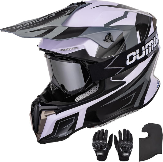 Adult ATV Dirt Bike Helmet with Goggles, Gloves & Mask Set