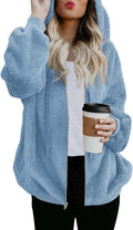Womens Oversized Sherpa Jacket Fleece Zip Up Hoodie - Cozy Fit
