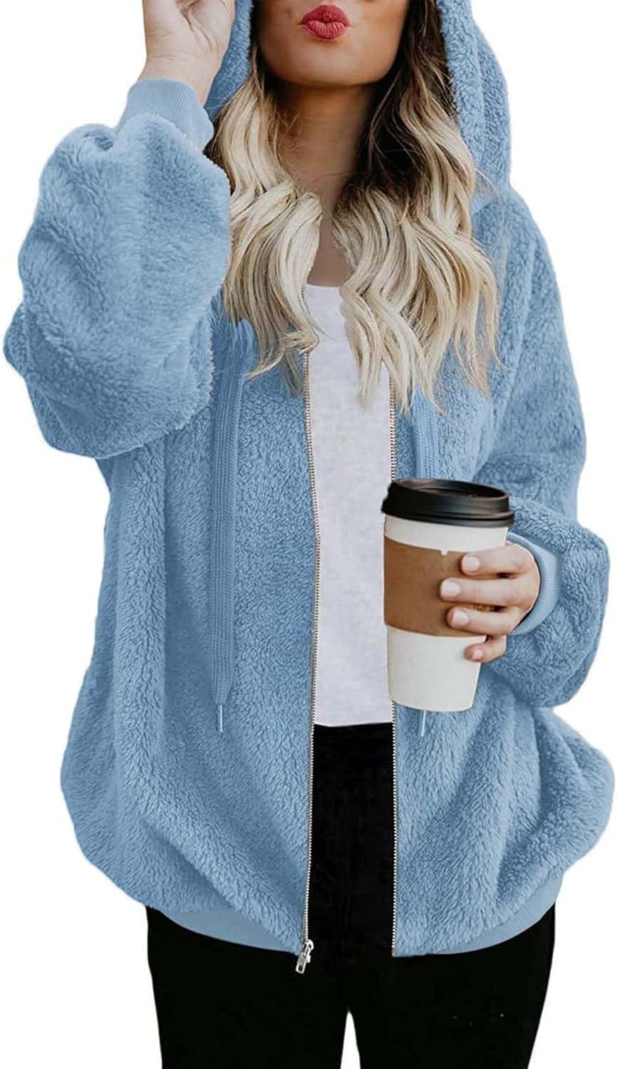 ReachMe Womens Oversized Sherpa Jacket for Cozy Fall Style