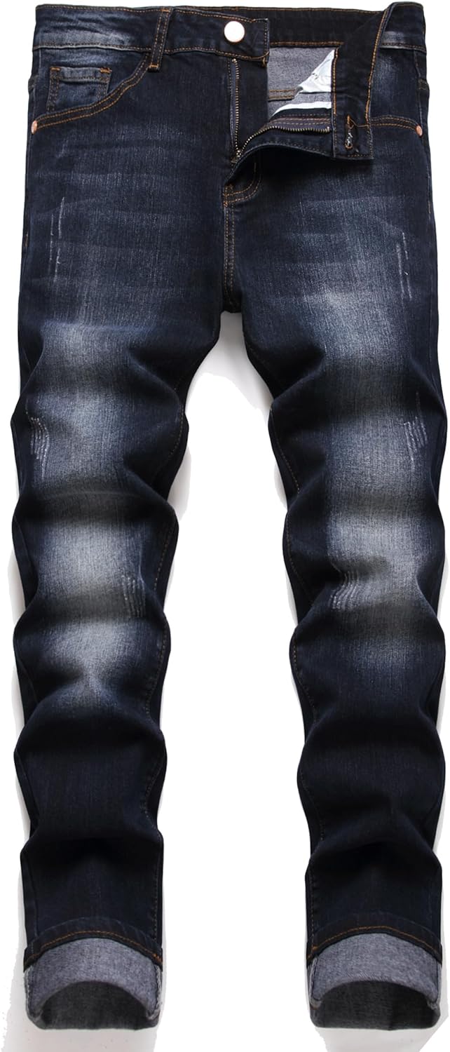 Men's Slim Fit Stretch Jeans Ripped Skinny Fashion Denim Pants