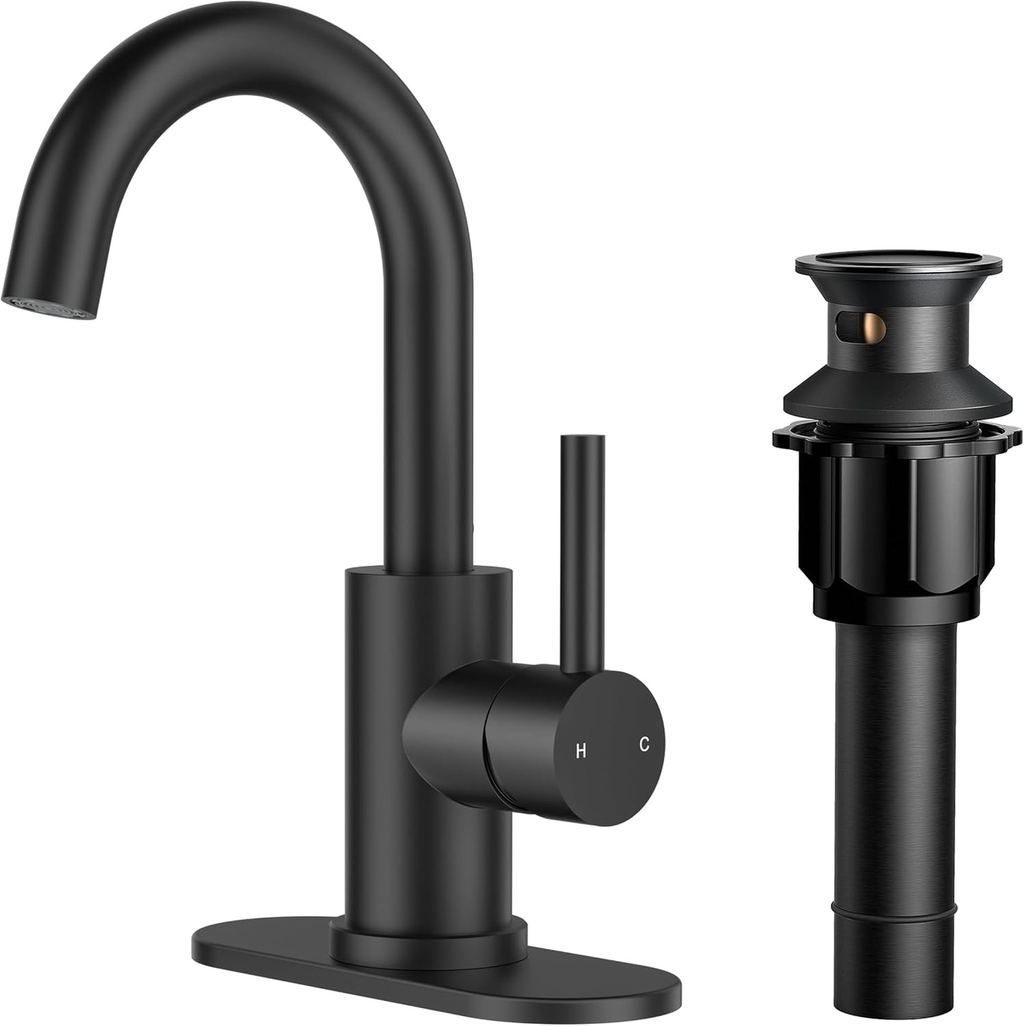 FORIOUS Black Bathroom Faucet with 360 Swivel Spout