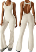 Womens Flare Jumpsuit with Bra Tummy Control Cutout - Sleek One Piece