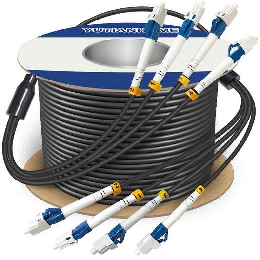 YUTIANHOME 50 Meters 4 Core TPU LC to LC Fiber Optic Cable