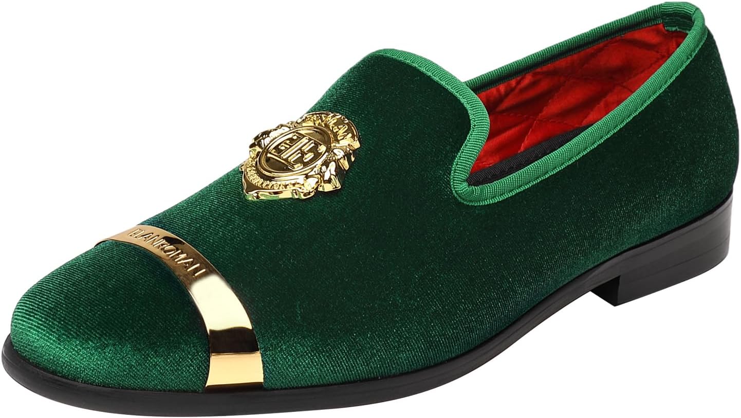 ELANROMAN Men's Velvet Loafers for Weddings and Parties