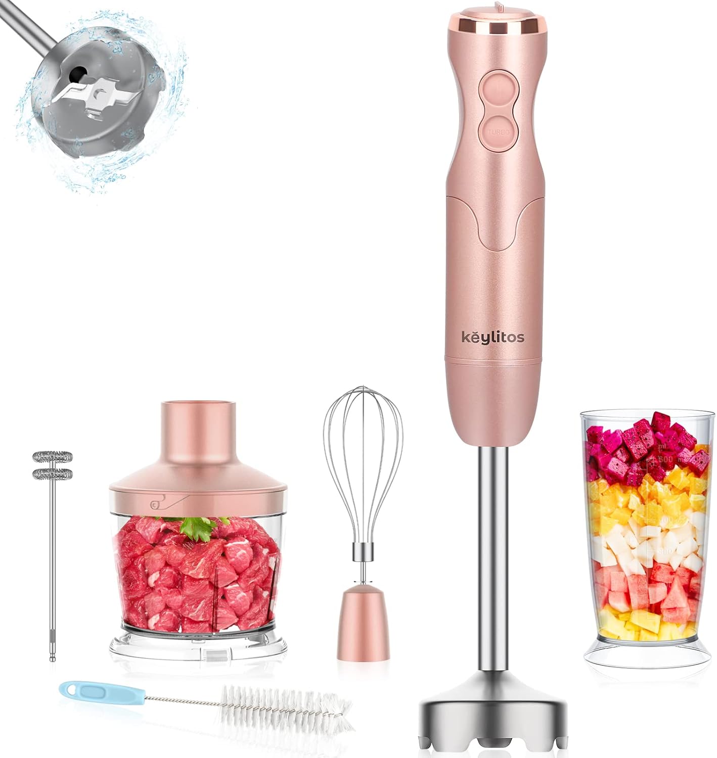 Keylitos 5-in-1 Immersion Hand Blender: Powerful 12-Speed Mixer