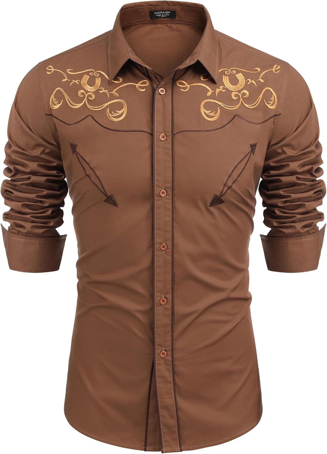 COOFANDY Men's Western Shirts Long Sleeve Cowboy Casual Style