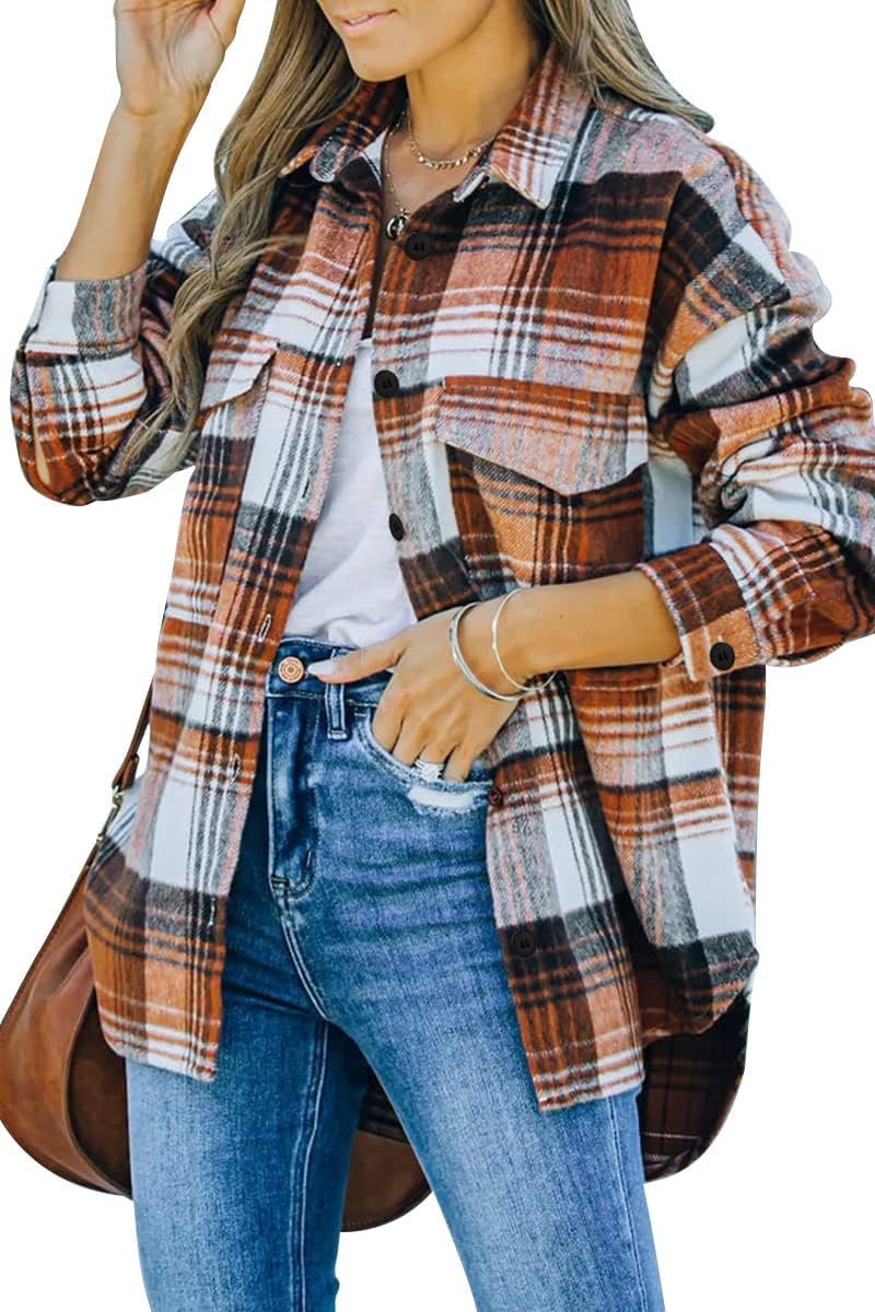 AUTOMET Womens Fall Outfits Flannel Plaid Shackets for Style