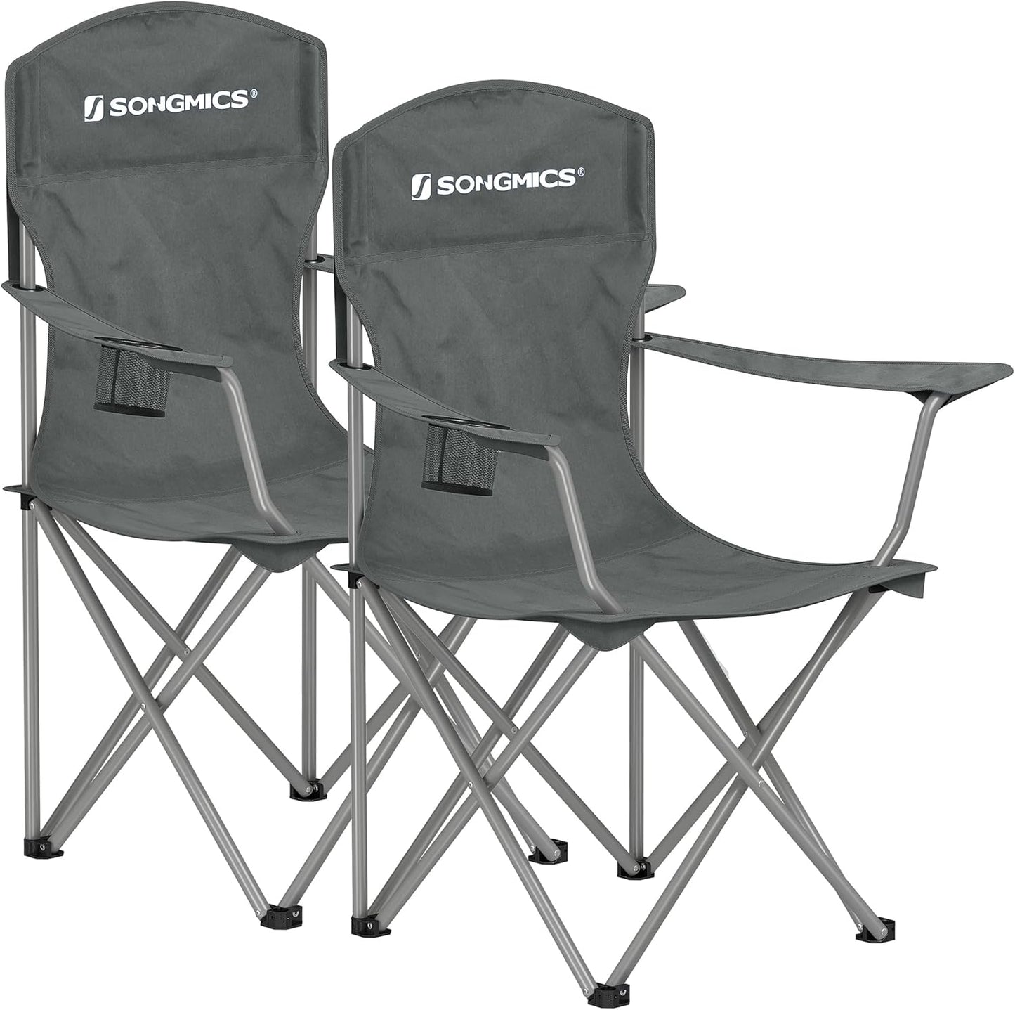 SONGMICS Folding Camping Chairs with High Backrest and Cup Holder