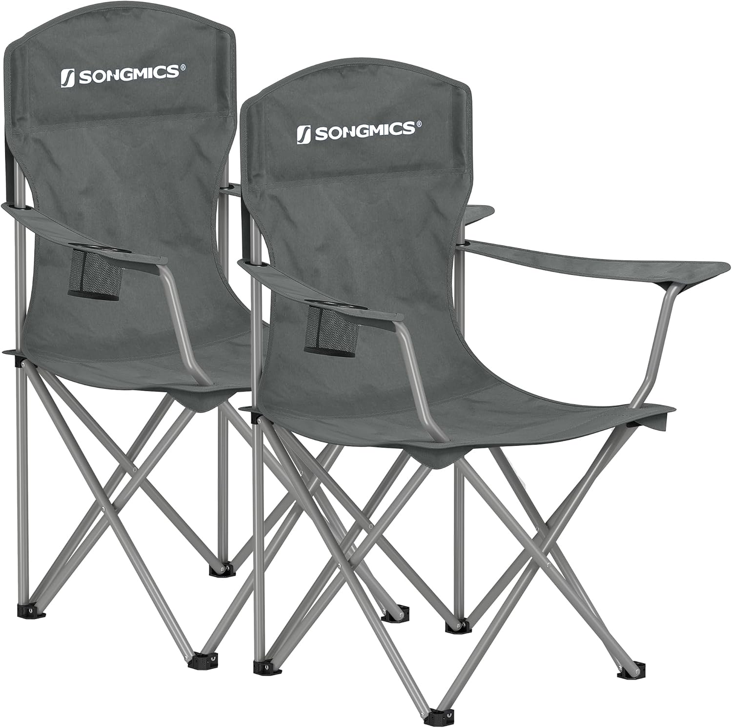 SONGMICS Folding Camping Chairs with High Backrest and Cup Holder
