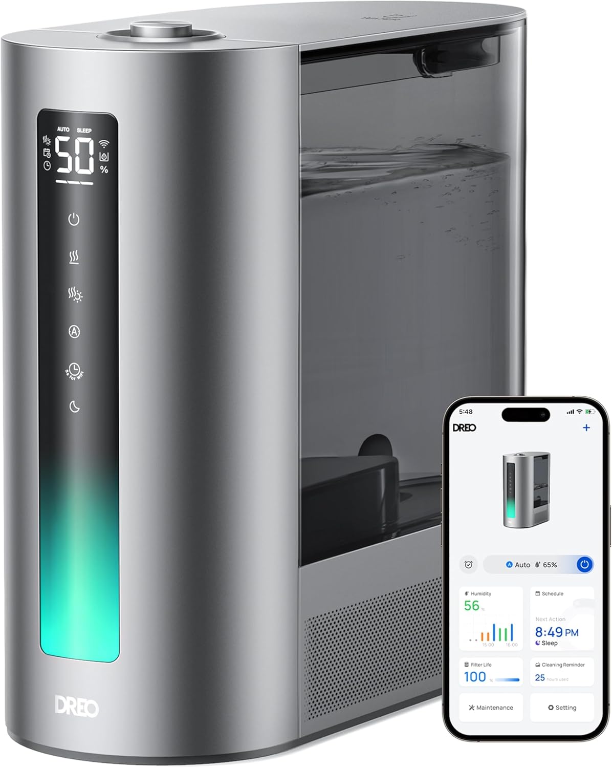 Dreo Smart 6L Humidifier: 60Hr Runtime, Quiet, Warm & Cool, Humidity Sensor