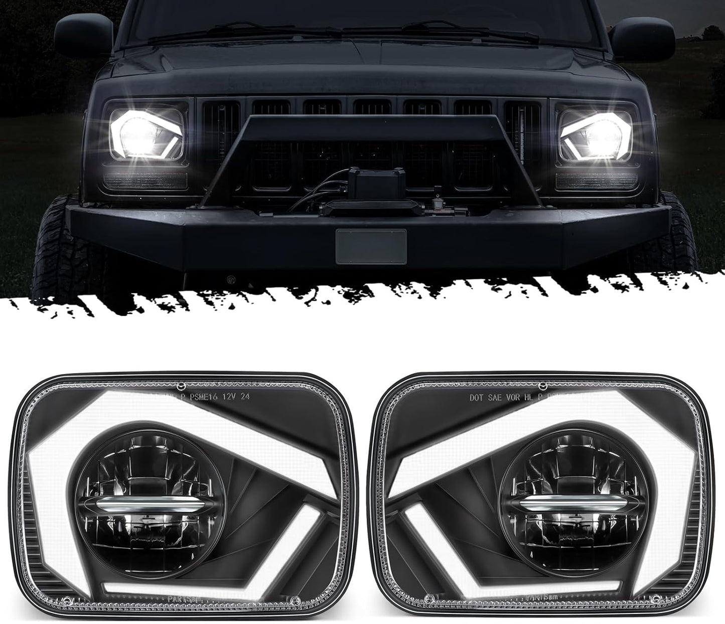 Partsam Eagle Eye Headlights H6054 LED 7x6 5x7 with Anti-Glare