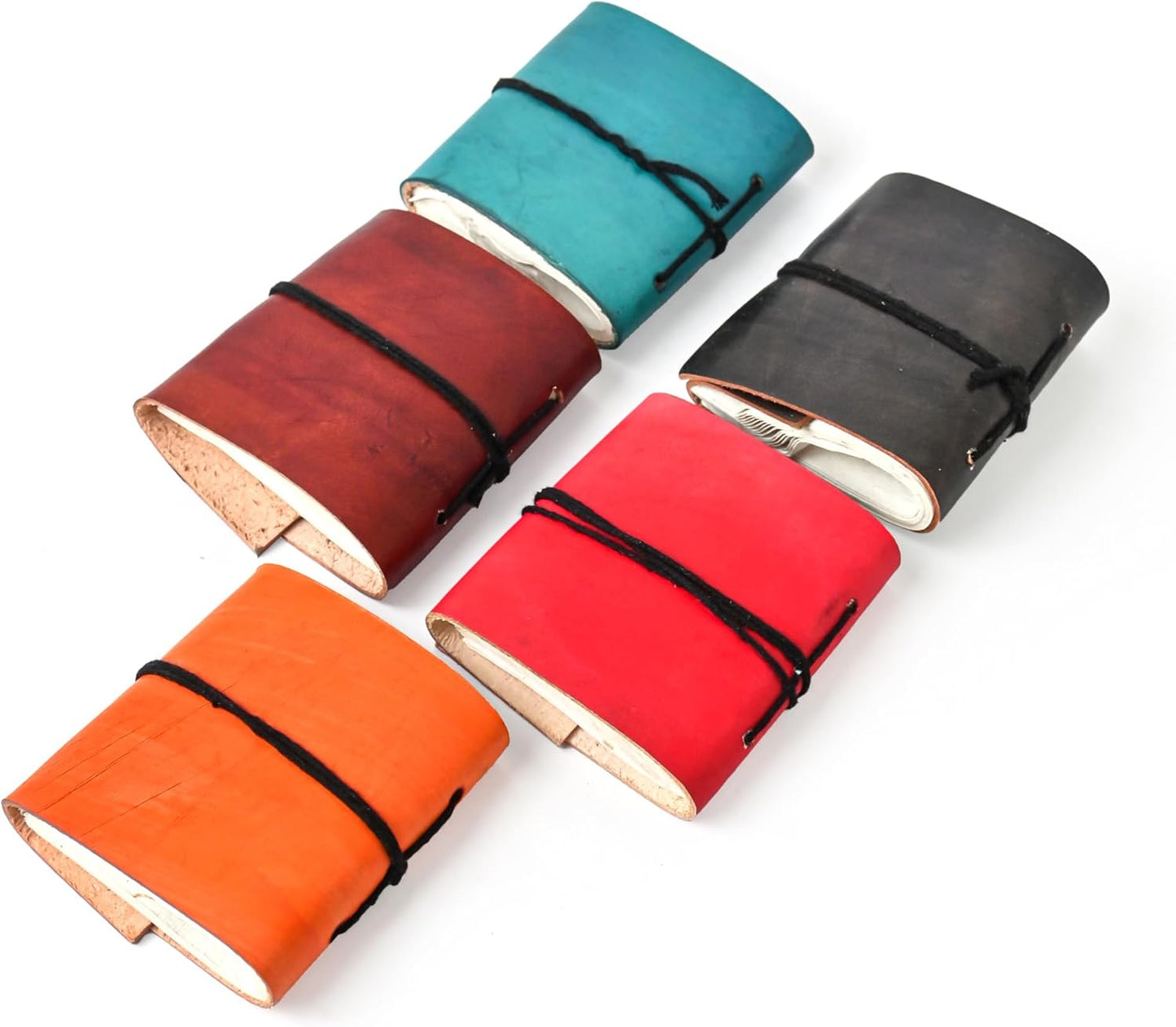 Set of 5 Handmade Leather Mini Journals - Aesthetic Writing Bliss