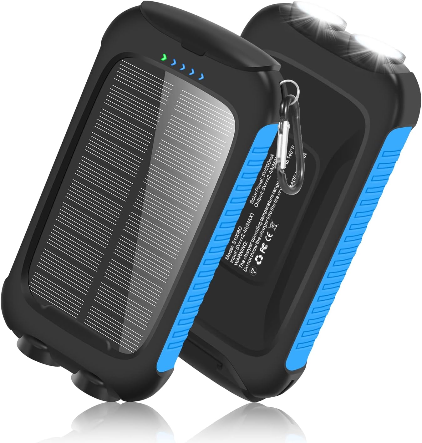 10000mAh Solar Power Bank - Fast Charging, Super Bright Flashlight, Portable