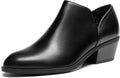 Women's Ankle Boots with Side Zip - Chunky Heel Leather Look