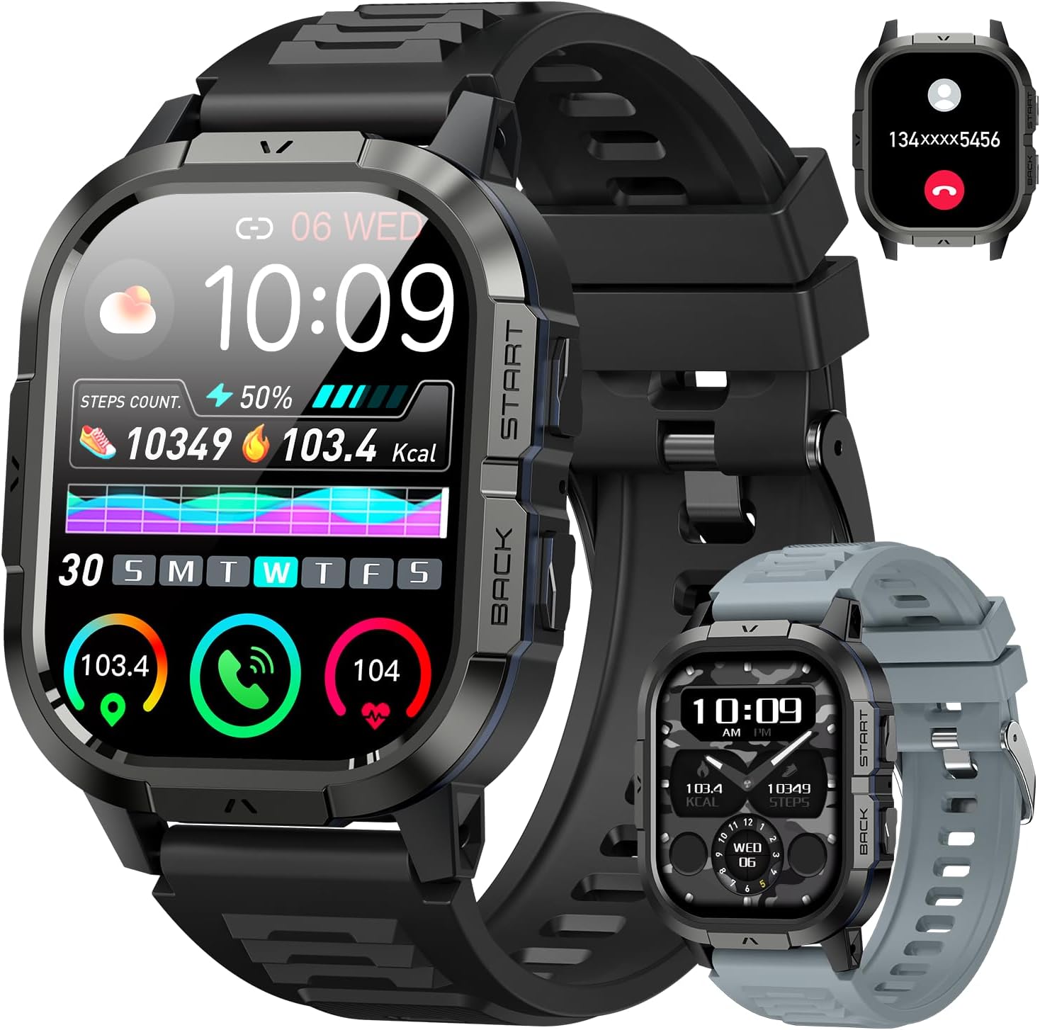 Smart Watch for Men: Answer Call Military Fitness Tracker
