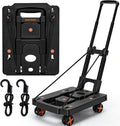 Folding Hand Truck Dolly Cart with 4 Wheels - Compact, Adjustable