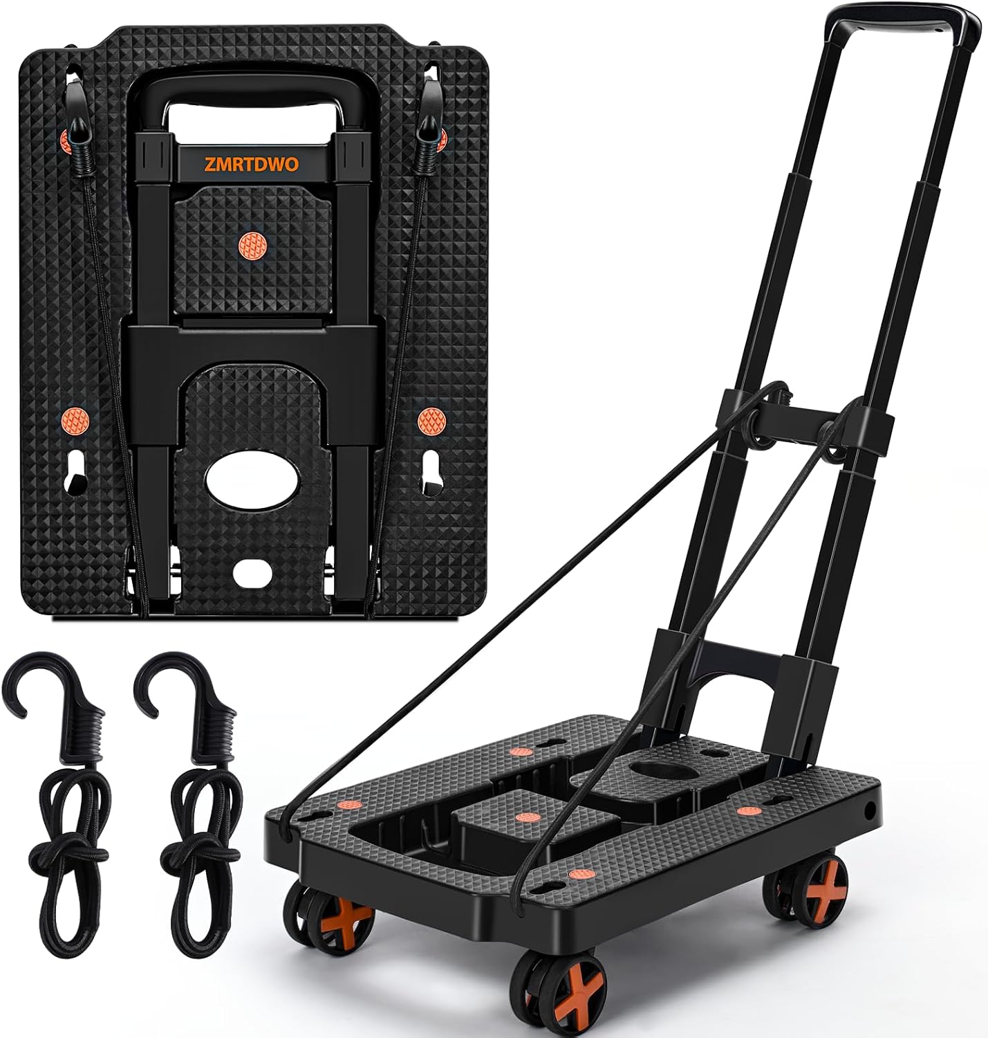 Folding Hand Truck Dolly Cart with 4 Wheels for Easy Transport