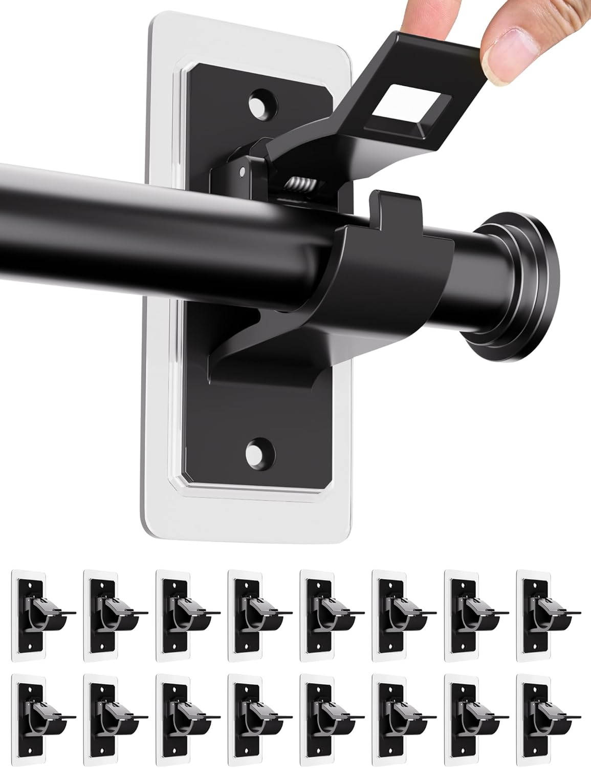 16PCS No Drill Curtain Rod Bracket for Easy Installation