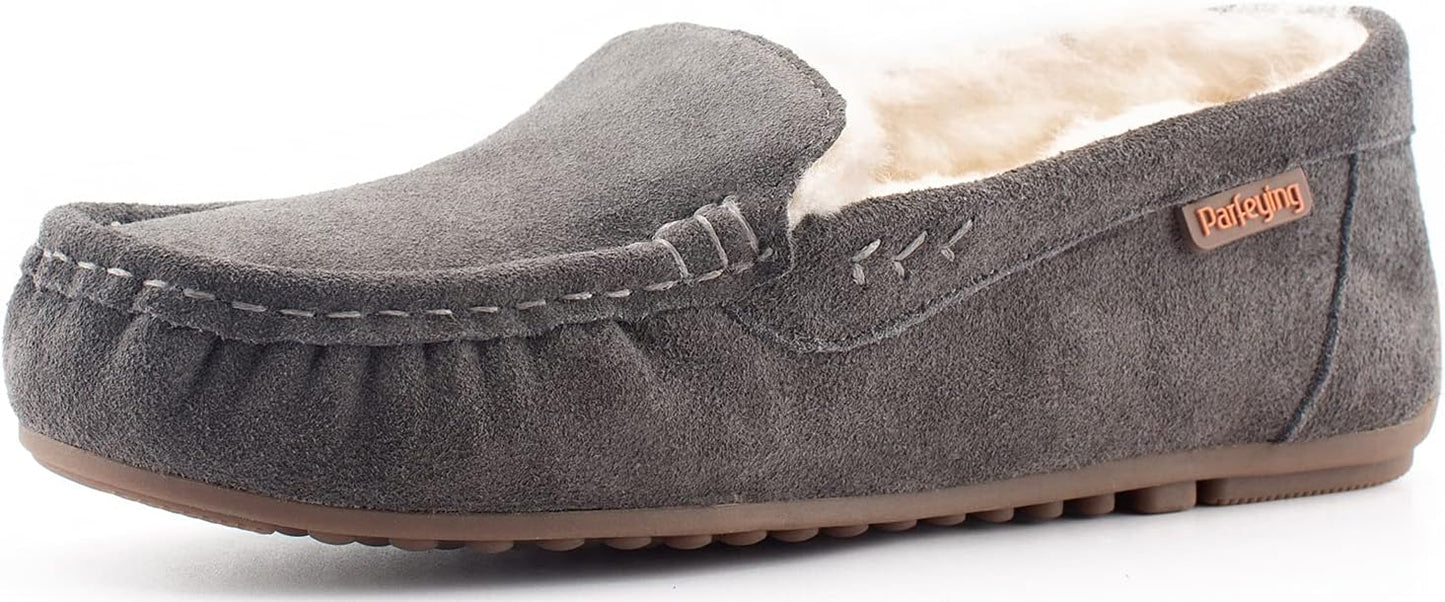 Cozy Sheepskin Moccasin Slippers by Parfeying