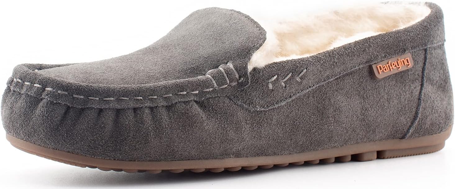 Cozy Sheepskin Moccasin Slippers by Parfeying