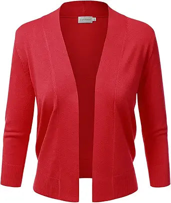 JJ Perfection Women's Basic 3/4 Sleeve Cropped Cardigan Review