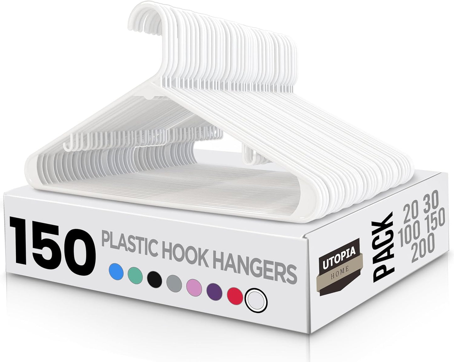 Durable Plastic Hangers 150 Pack for Space Saving Storage