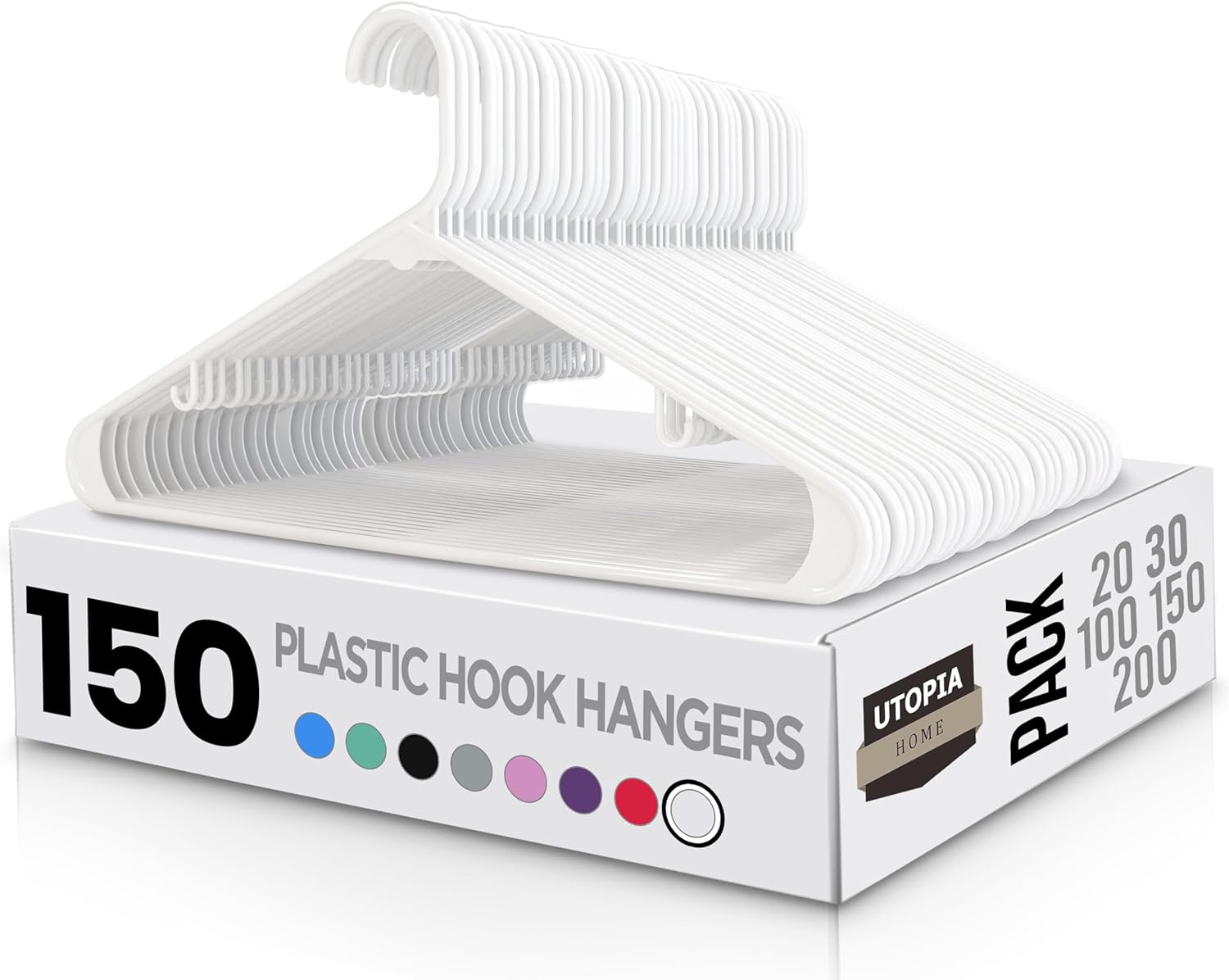 Durable Plastic Hangers 150 Pack for Space Saving Storage
