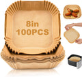 Non-Stick Air Fryer Liners: 100PCS 8 Inch - Grease/Water Proof