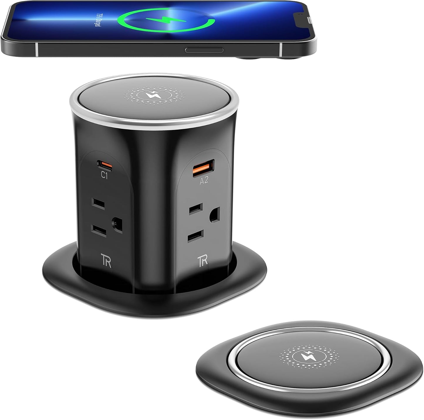 Pop Up Countertop Outlet with Wireless Charger and USB Ports