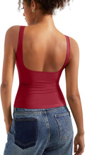SUUKSESS Women Padded Open Back Boat Neck Tank Tops - Double
