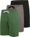 Mens 9ft Cotton Fleece Sweat Short 3 Pack - Soft Everyday Gym & Lounge