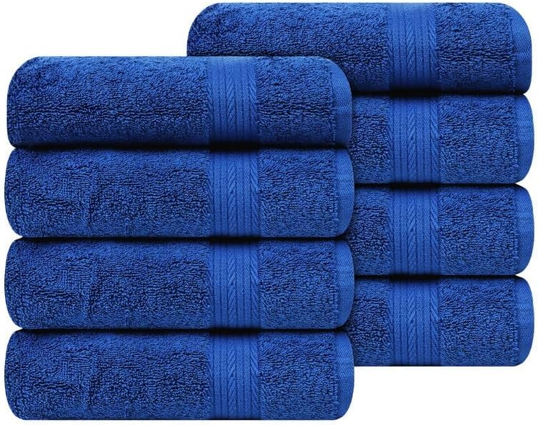 Ample Decor Hand Towel Set of 8 - Soft Absorbent Cotton Towels