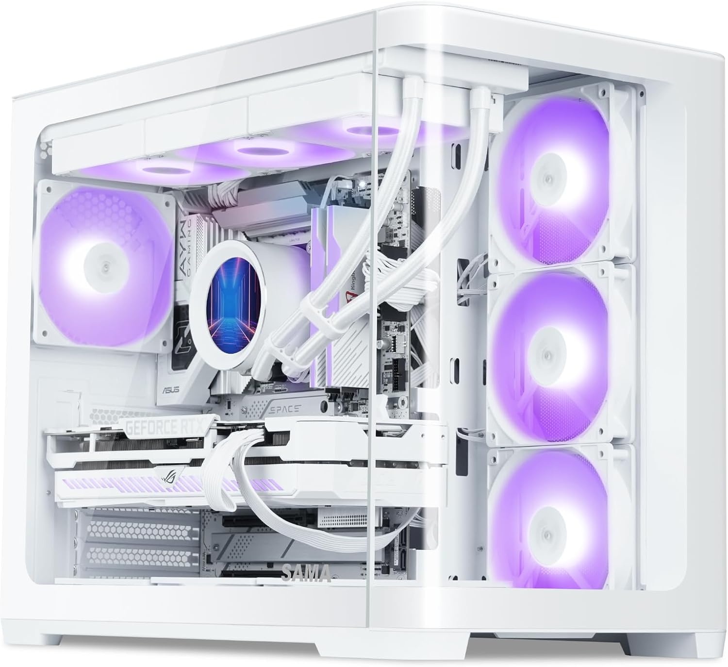SAMA V60 Mid Tower PC Case with Curved Glass and ARGB Fans