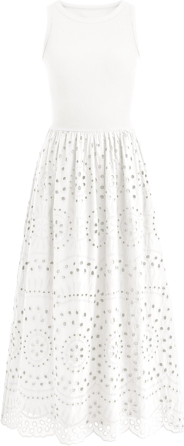 Dowerme Women Summer Dresses Casual Sleeveless A-Line Maxi
