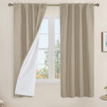 LAMIT Taupe 100% Blackout Linen Curtains, 63 in - Neutral Thermal