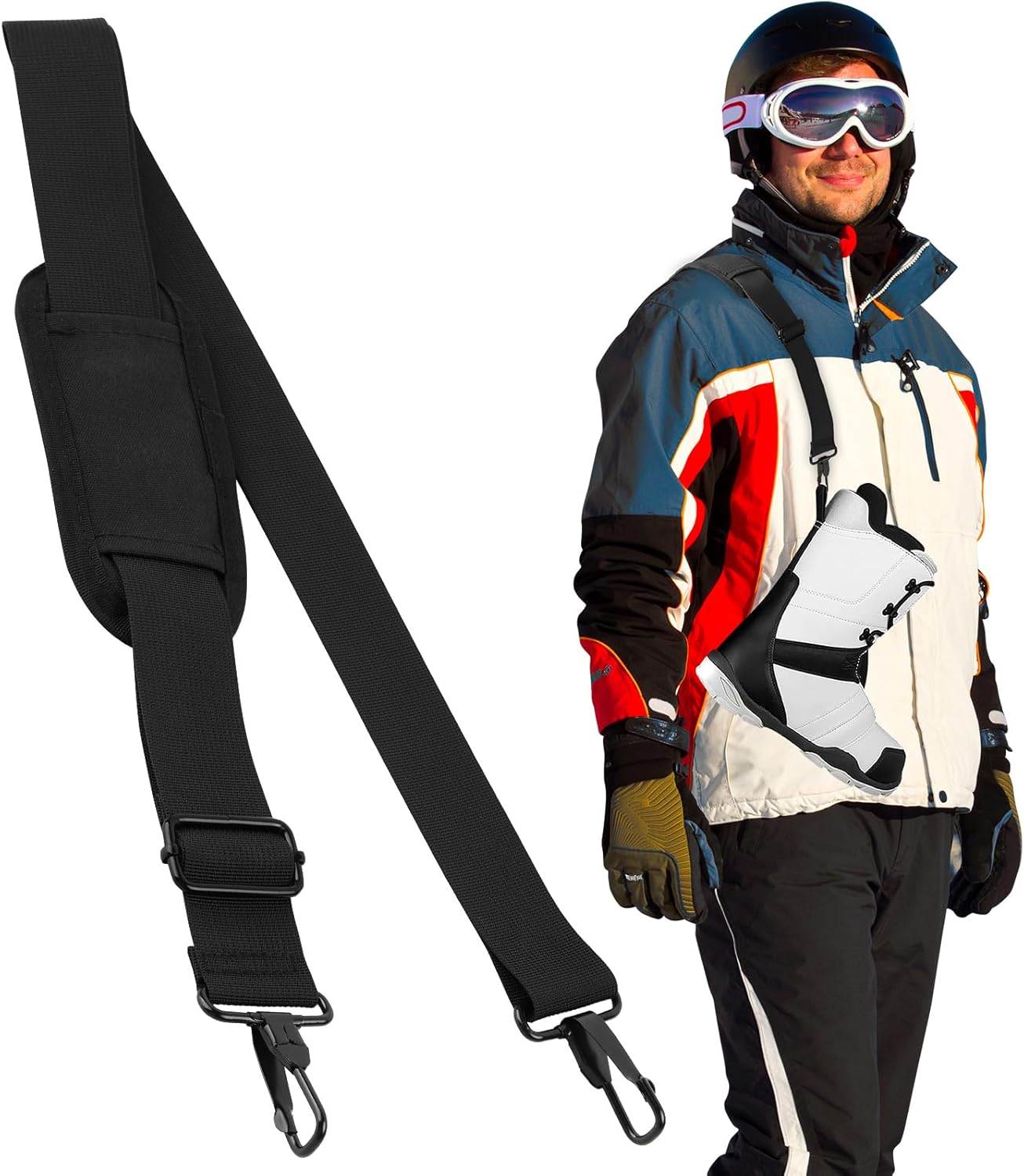 Adjustable Ski Boot Carrier with Metal Buckles