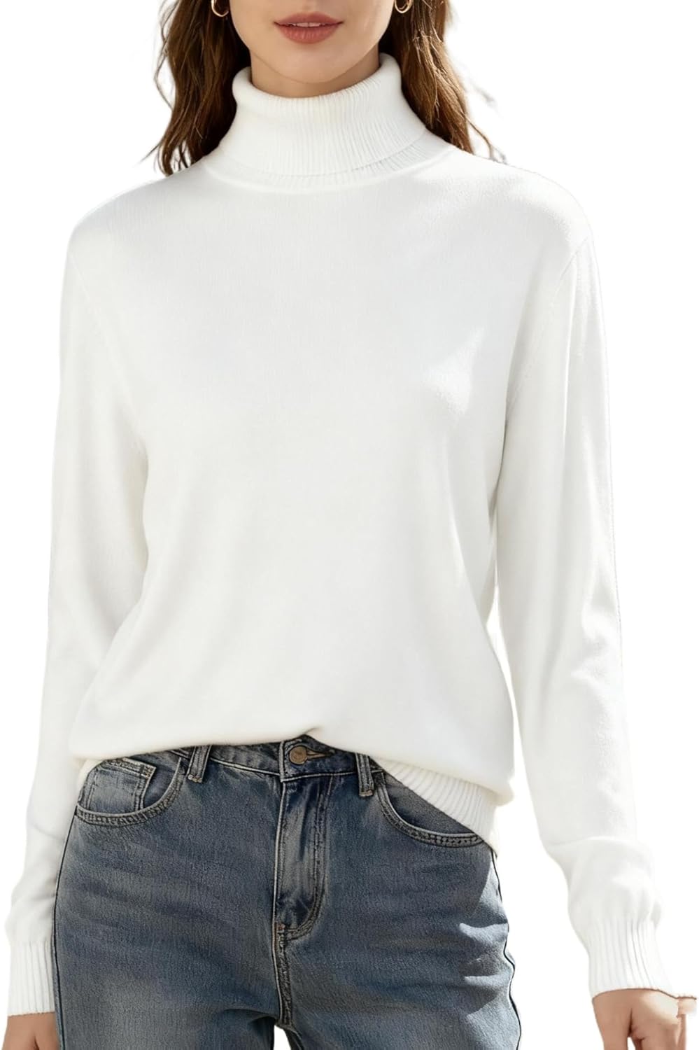 SANGTREE Women's Turtleneck Sweater for Casual Fall Style
