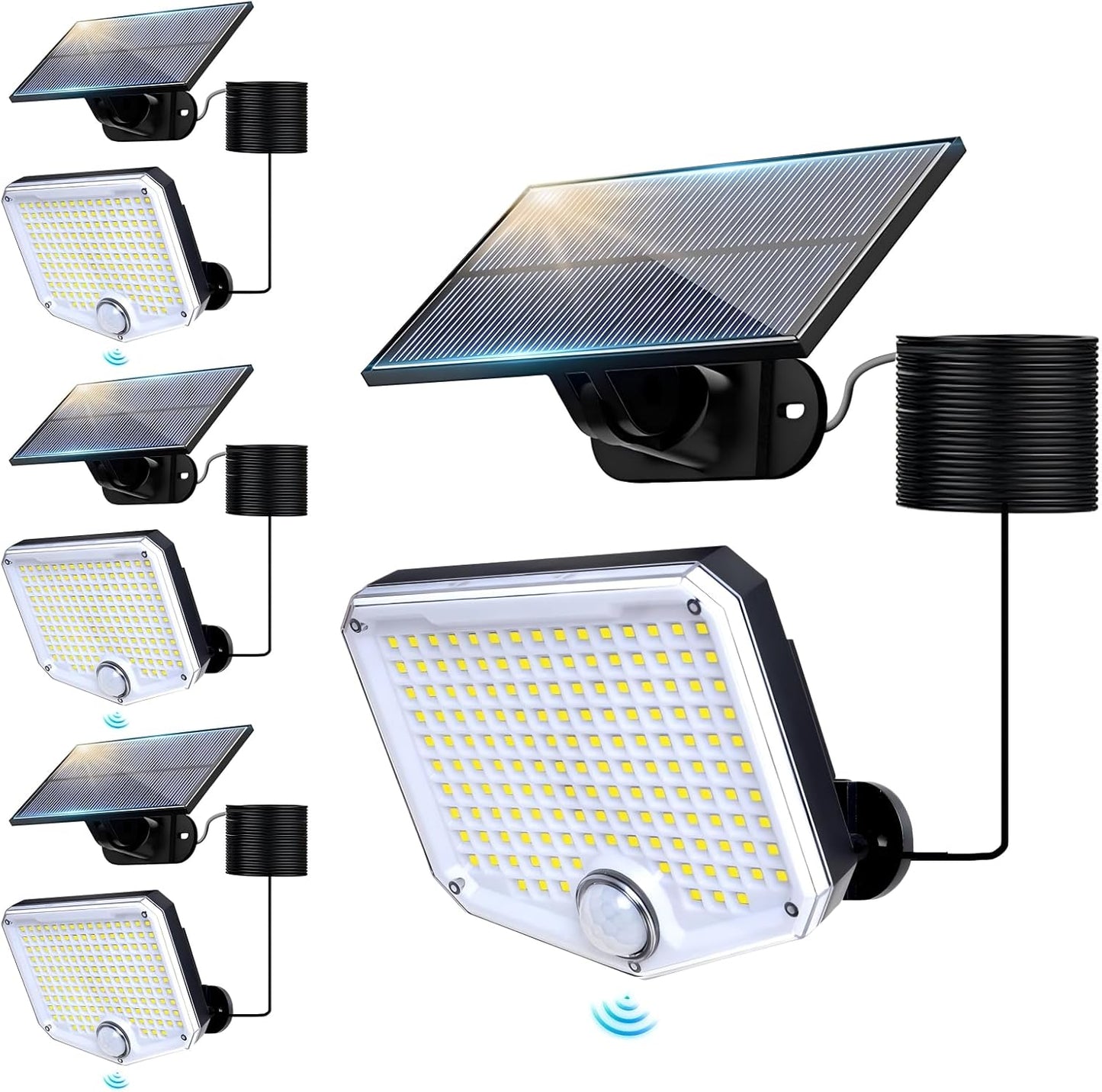 153 LED Solar Wall Lights with Remote for Outdoor Security