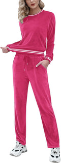 Women's Velour Sweatsuit Set 2-Piece Track Suit - Soft Loungewear