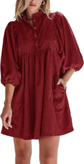 Opemiby Womens Casual Dresses Corduroy Button Up Style