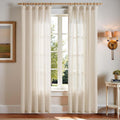 Linen Sheer Curtains 90 Inch Length for Home Decor by jinchan