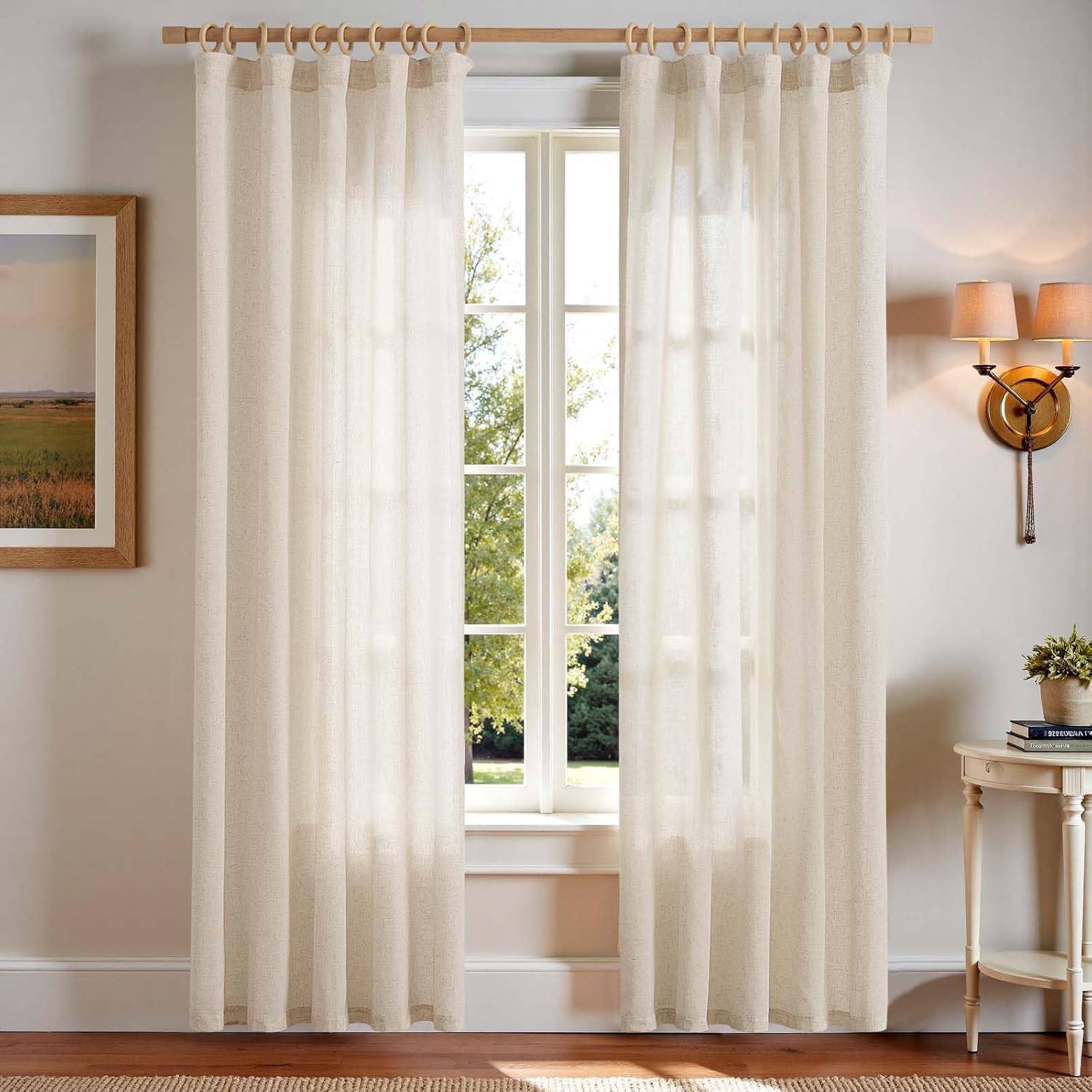 Linen Sheer Curtains 90 Inch Length for Home Decor by jinchan