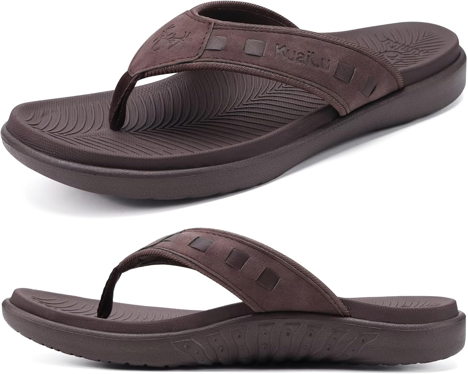 KuaiLu Mens Sport Flip Flops with Orthotic Arch Support Comfort
