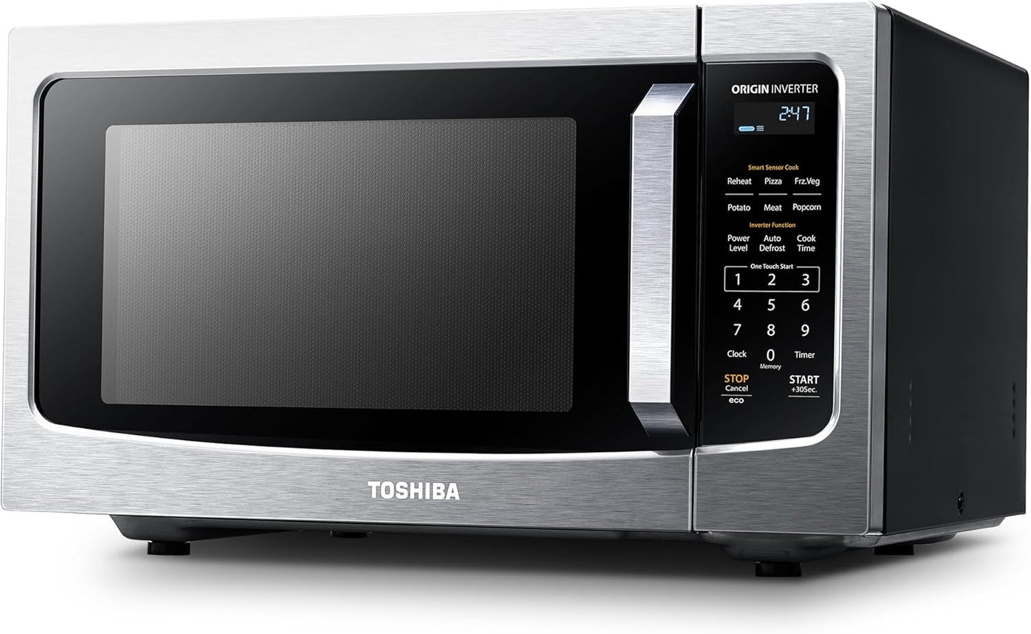 Toshiba Inverter Microwave: Smart Sensor, Auto Defrost, Stainless Steel