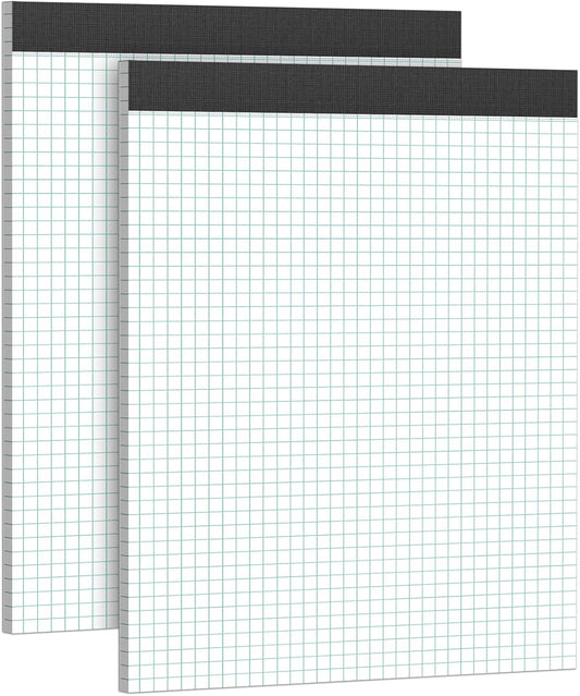 Quad Ruled Graph Paper Pad 8.5x11 - Easy-Tear Perforations, 2 Pack