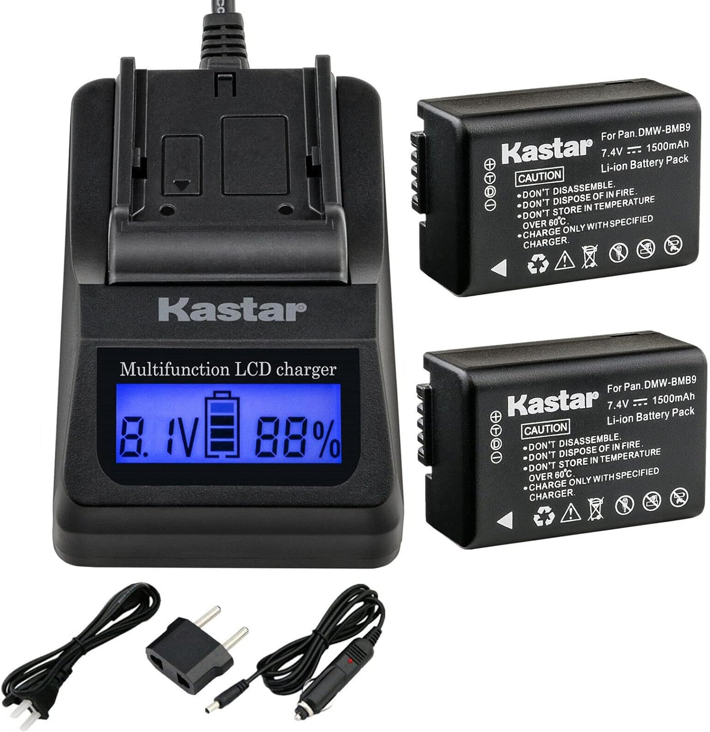Kastar Battery 2-Pack and Fast Charger for DMW-BMB9 Cameras