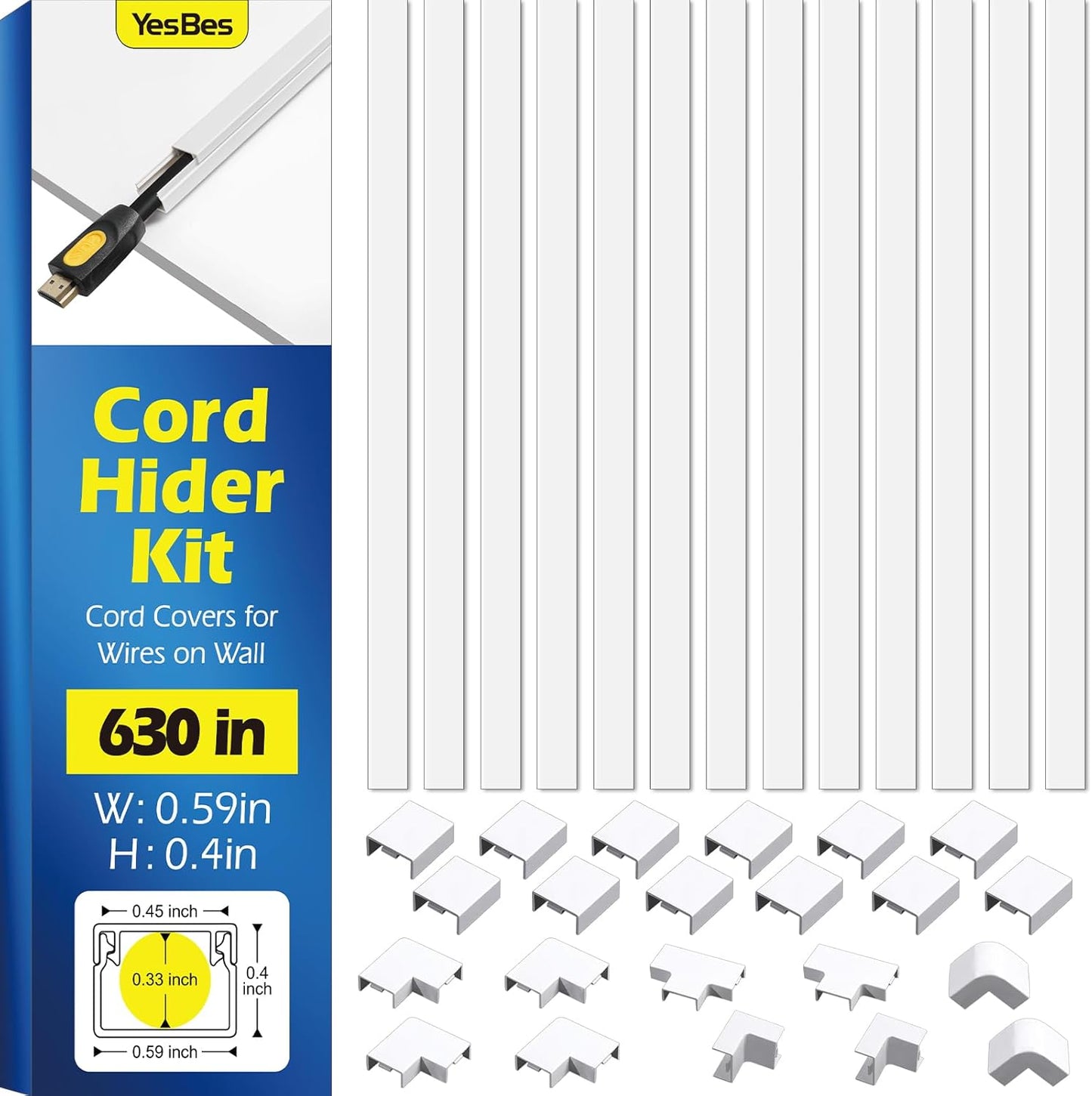 630in Cord Hider Kit for Wall Mount TV and Cable Management