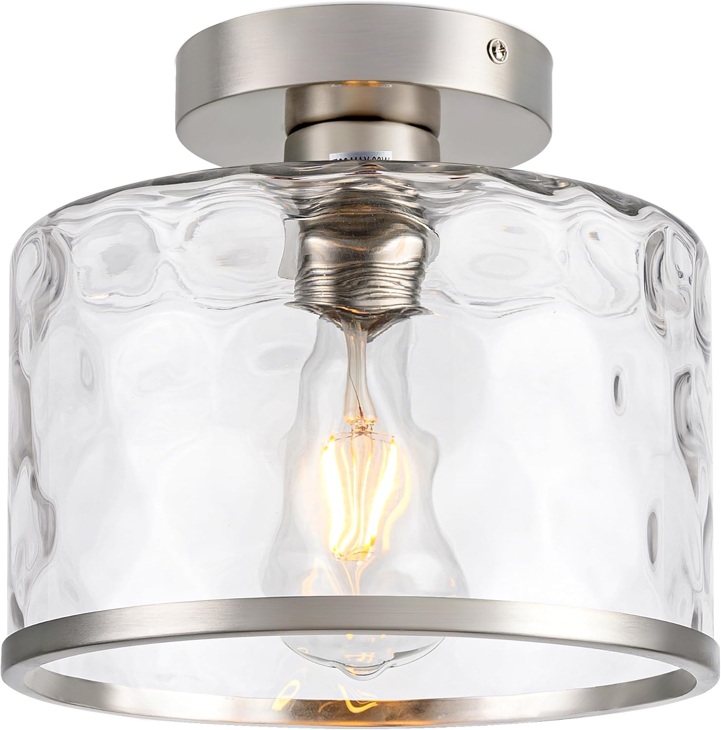 Modern Semi Flush Mount Ceiling Light with Hammered Glass