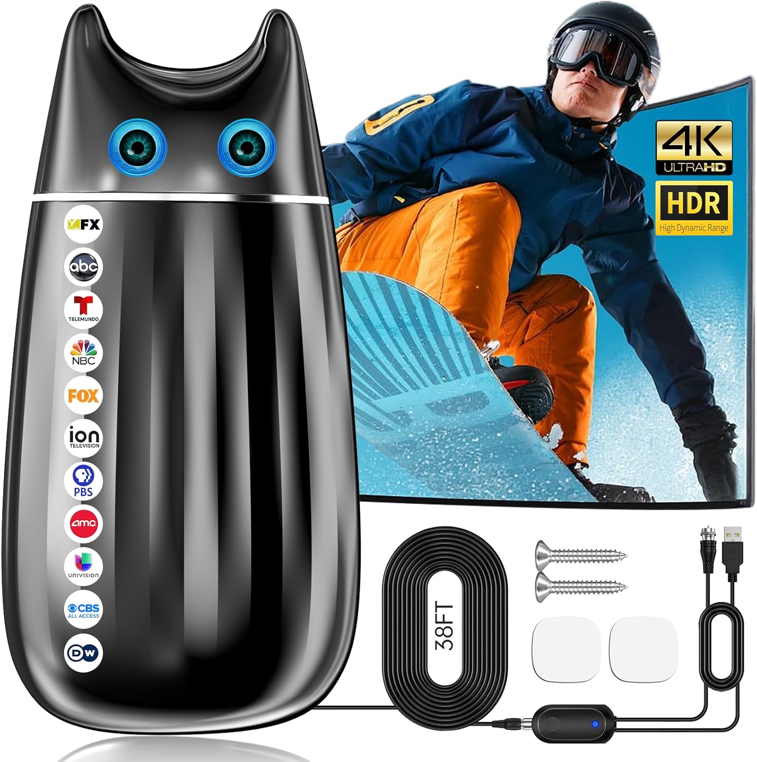 2200 Miles Range TV Antenna for Smart TV with Signal Amplifier