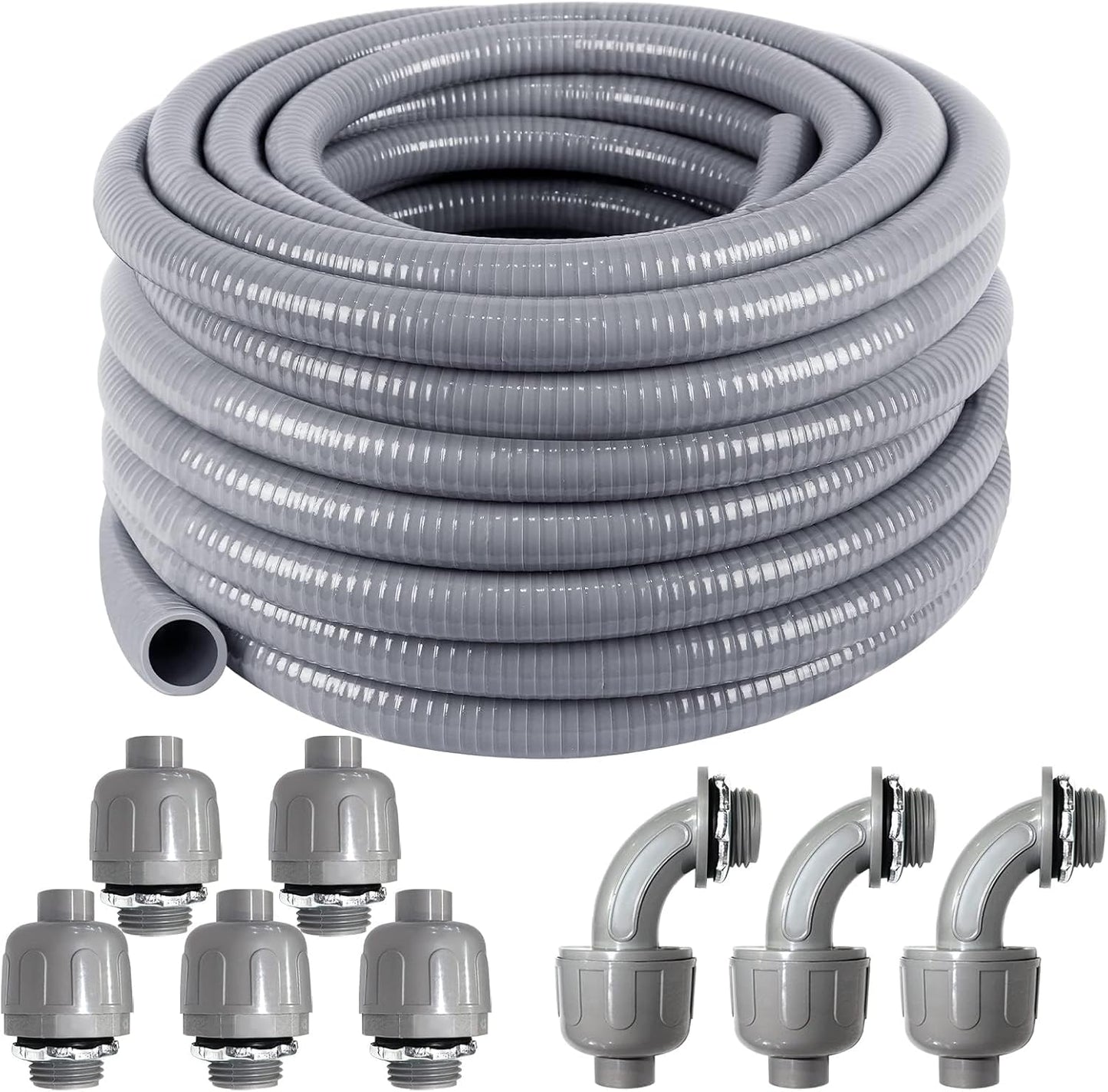 1 Inch 50ft Flexible Electrical Conduit Kit with Connectors